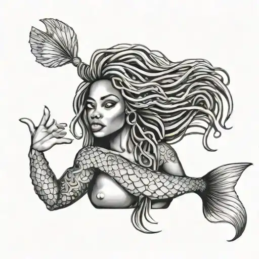 African American Mermaid With Dreads