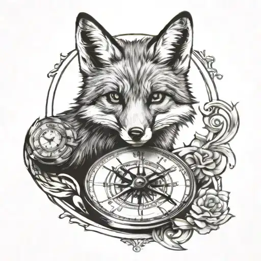 Fox Bitting A Compass And Clock Face