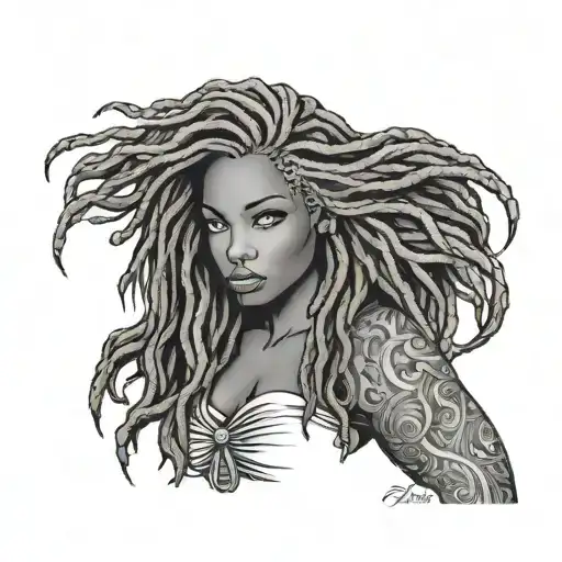 African American Mermaid With Dreads