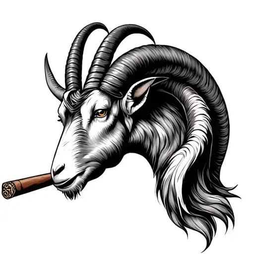 Capricorn Goat Smoking Cigar
