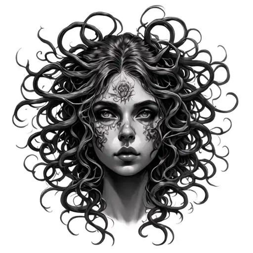 Dark Feminine Woman Medusa Face