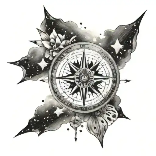 A Compass Guiding The Way Through A Sky Full Of Constellations