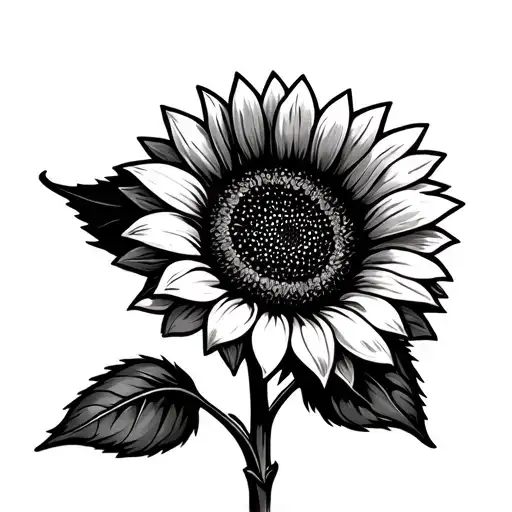 Sunflower With Hallelujah Stem Lightly Shaded