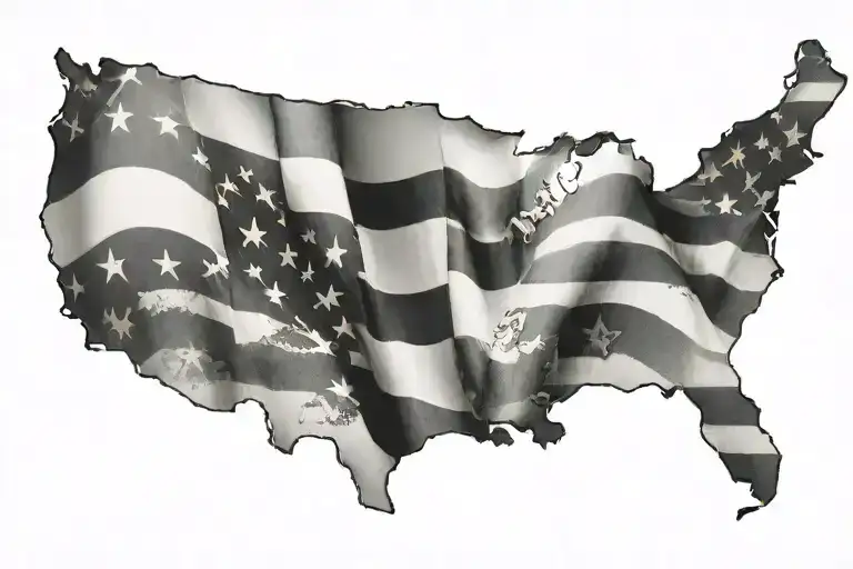 American Flag With Letters Tat In A Stripe