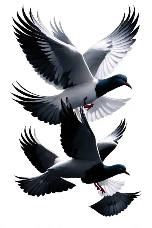 5 White Doves Flying