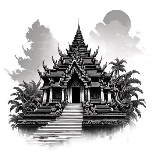 Cambodian Temple Surrounded By Lush