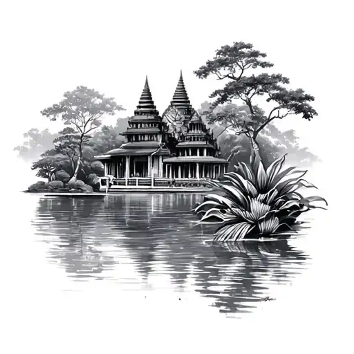 Cambodian Lake And Gardens