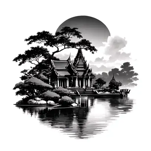 Cambodian Lake And Gardens