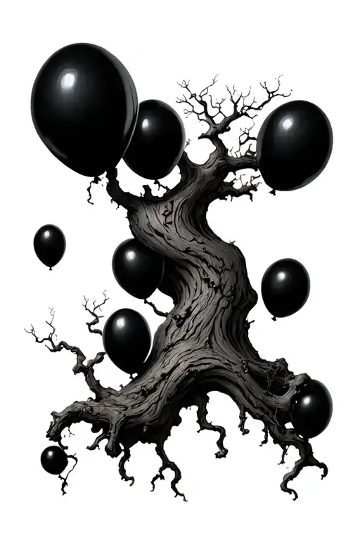 Poison Tree With Black Balloons Going Up