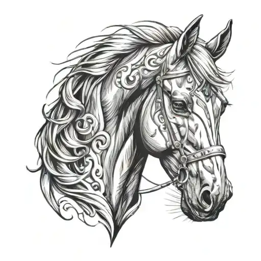 J Horse Head Print