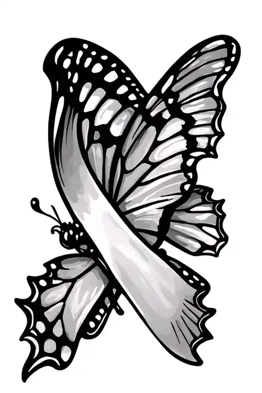 Butterfly And Cervical Cancer Ribbon