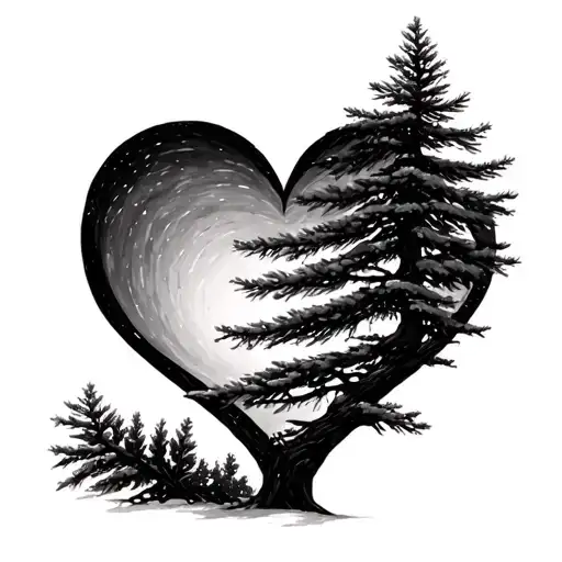 Spruce Tree With Heart Shape Inside