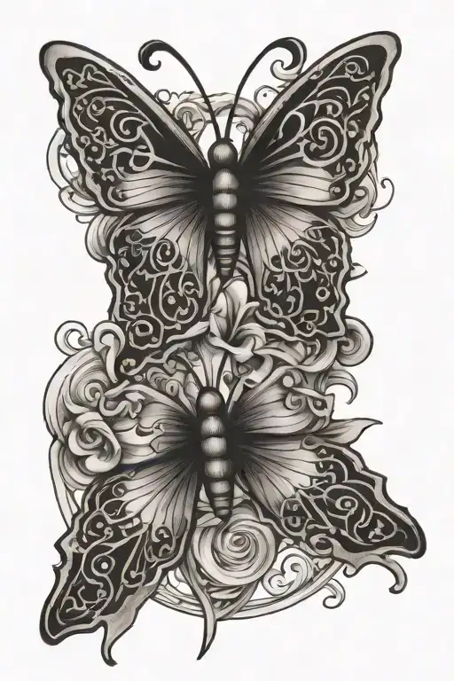 Bow With Semi Colon Butterfly