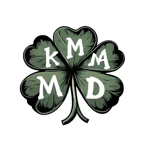 Four Leaf Clover With Letters K M A D Inside Each Leaf