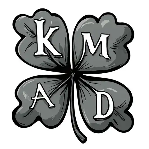 Four Leaf Clover With Letters K M A D Inside Each Leaf