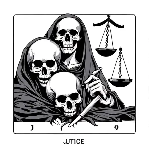 Justice Tarot Card With Skulls