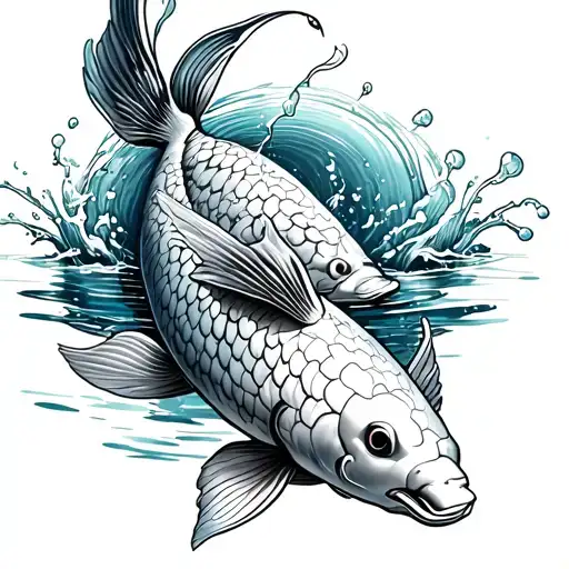 Koi Fish Swimming Upstream