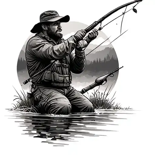 Hunting Fishing Scene