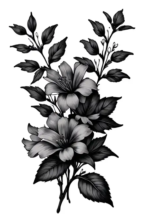 Flowers With River Stone Background Black And White