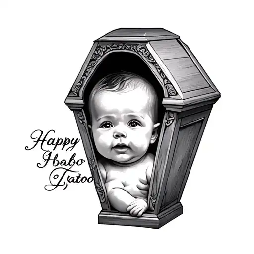 Casket With Happy Baby
