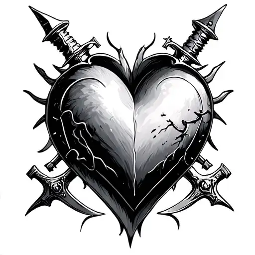 2 Dagger Behind The Heart Of Christ Heart