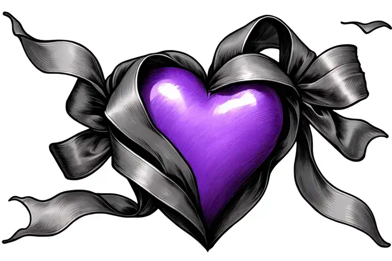 Purple Heart Wrapped In Chiffon Ribbon