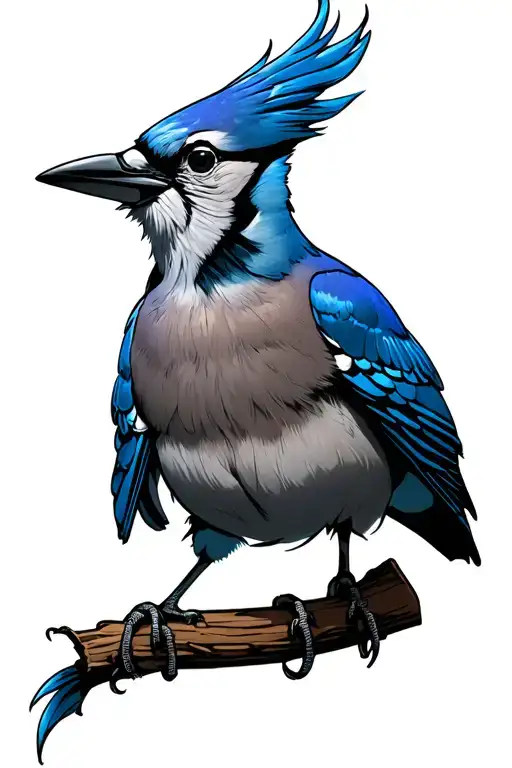 Bluejay With Mjg In The Center Of Its Chest