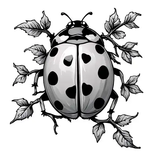 Ladybug Climbing On Some Vines Wrapped Around A Sentance