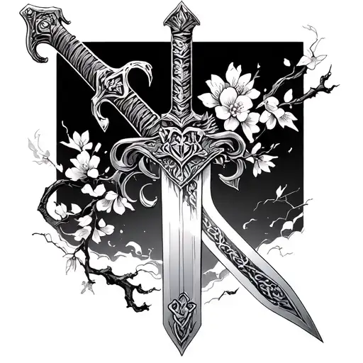 Alchemy Of Souls Sword With Cherry Blossom And Magic Around The Sword