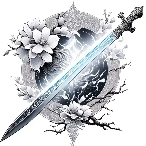 Alchemy Of Souls Sword With Cherry Blossom And Magic Around The Sword