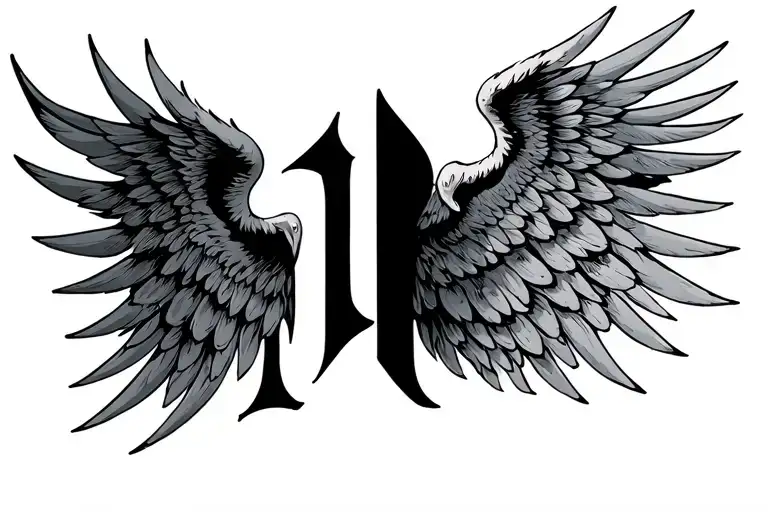 Roman Numbers And Wings Spread Wide