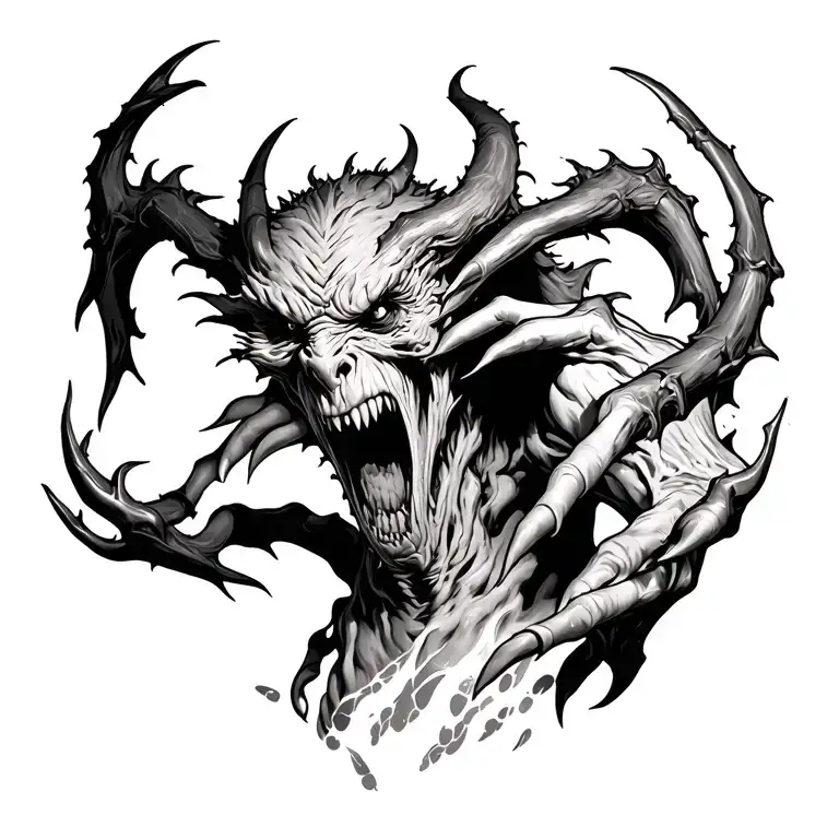 Demon Clawing Out Of Skin