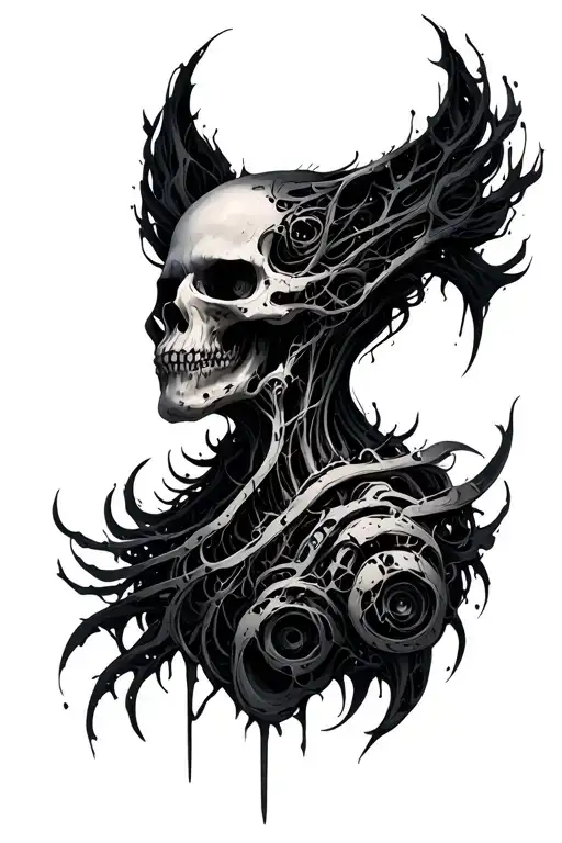 Dark Biomech Surreal Tattoo Design