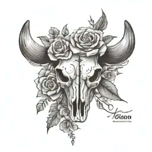 Cow Skull With Roses And Cactus