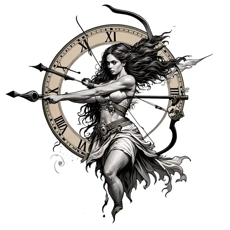Time Is Money Sagittarius Female Archer Shooting Death