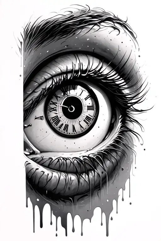 Anatomical Eye With Melting Clock In The Pupil