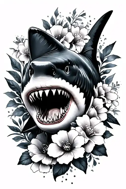 Shark And Flowers