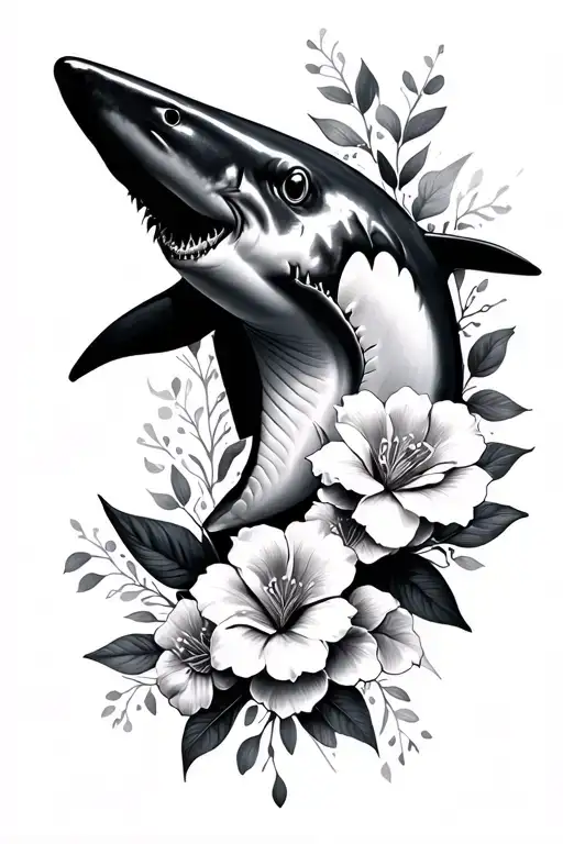 Shark And Flowers Elegant