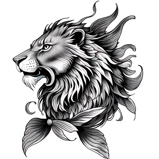 Lion And Koi Fish