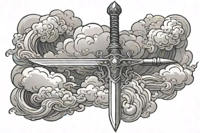 Sword With Clouds In The Background