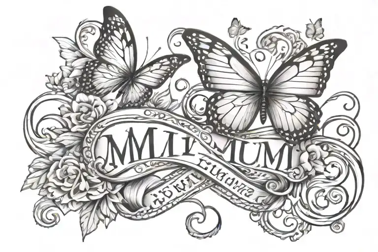 Infinity With Butterflies And The Word Mum