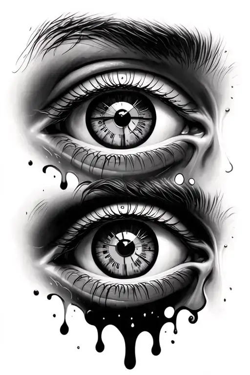 Two Anatomical Eyes With Melting Clocks In The Pupils