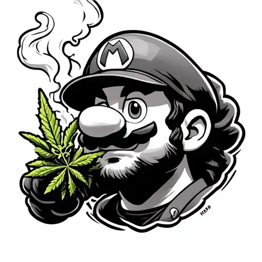 Superstar Smoking Weed Mario