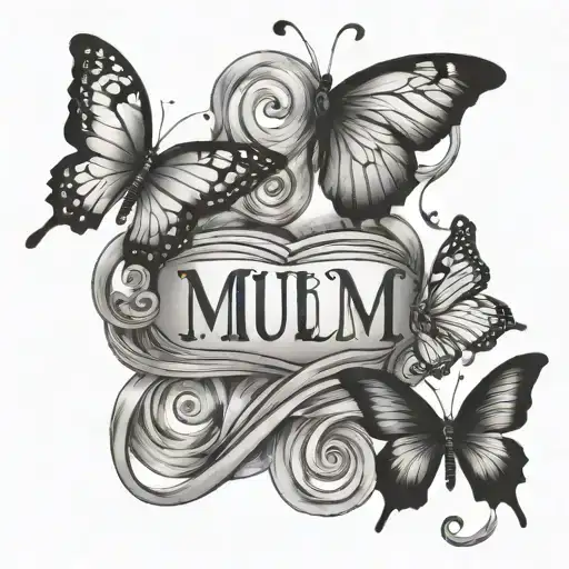 Basic Infinity With Butterflies And The Word Mum