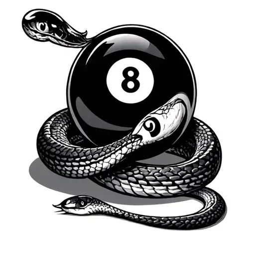 Eight Ball Surround By Snake
