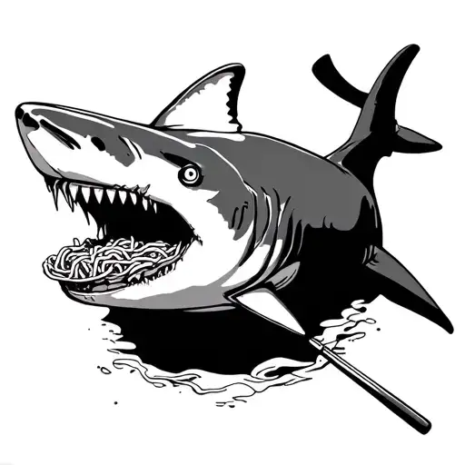 Shark Eating Ramen Noodles