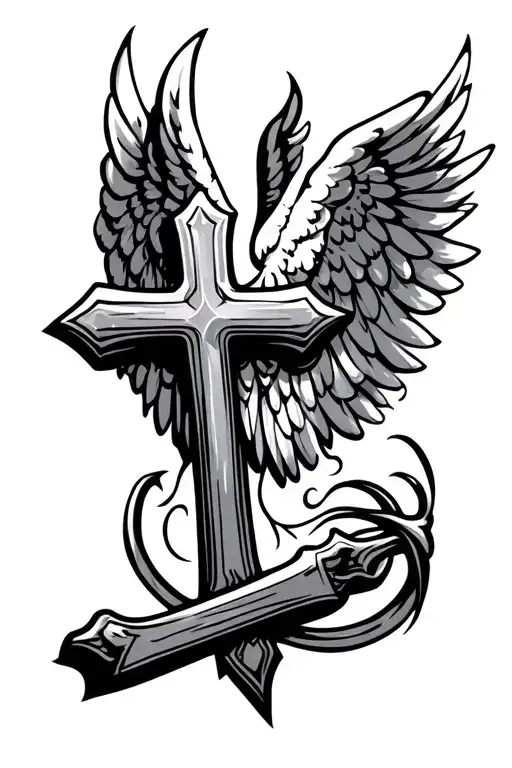 Cross And Angel Wing