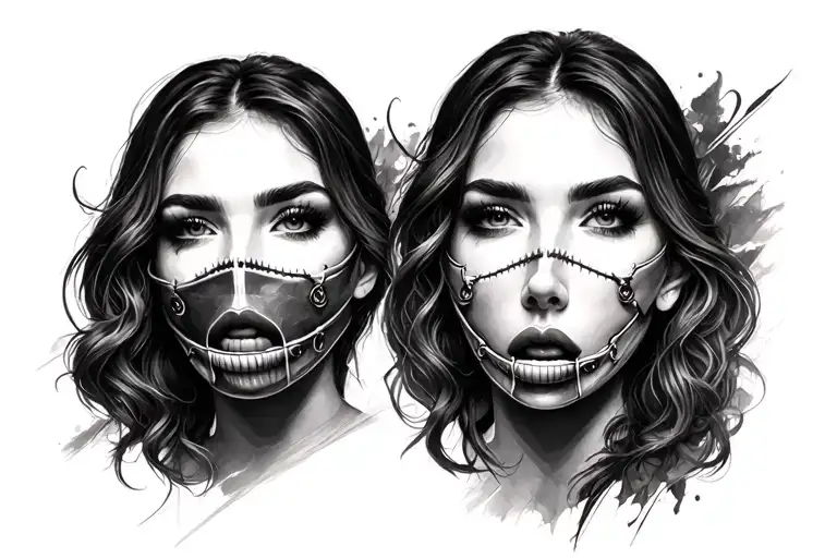 Gagged Realistic Woman Face