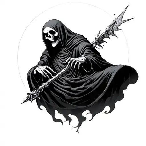 Grim Reaper Floating Infront Of Light