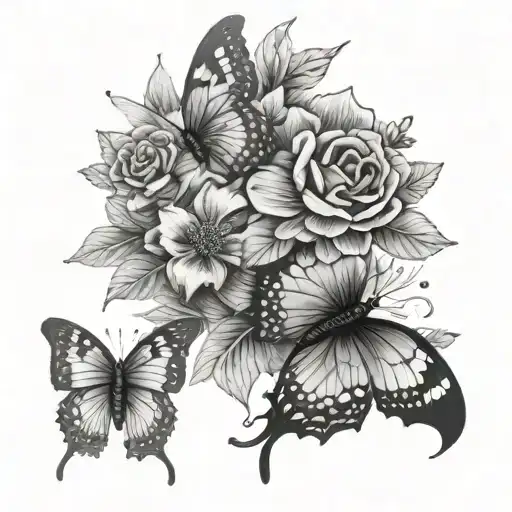 Butterflies With Flowers